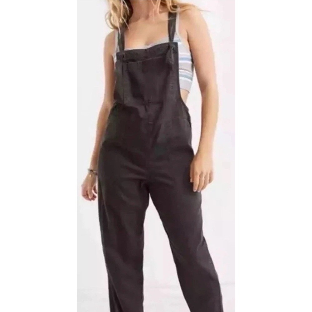 Aerie Werk & Play Twill Smoked Grey Denim Overalls Size XS